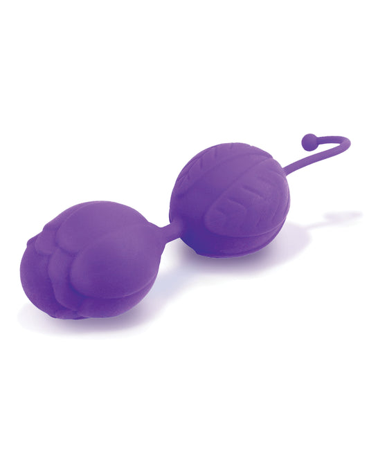 Purple Silicone Kegel Balls with Embossed Floral Pattern