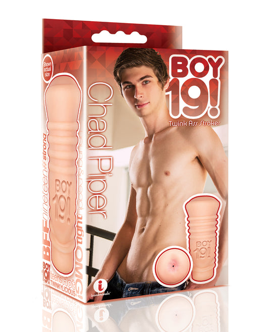 Boy 19! Anal Stroker ergonomic handle realistic texture body safe TPR for lifelike solo pleasure
