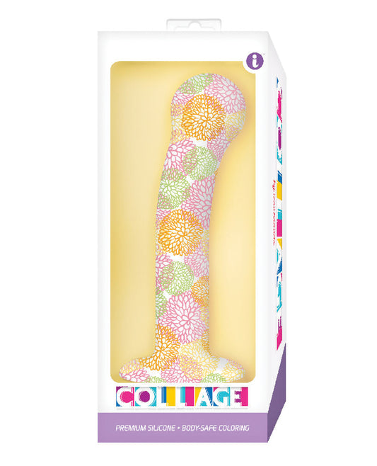 Collage Silicone G-Spot Dildo with Artistic Tattoo Design and Suction Cup for Harness Compatibility