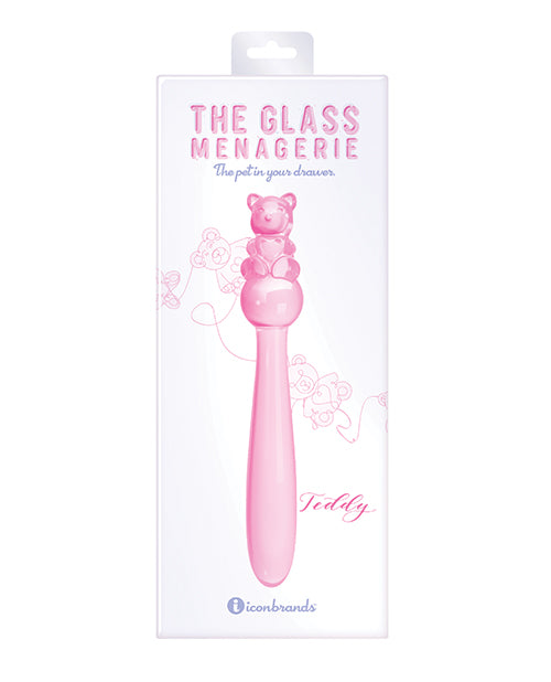 Glass Menagerie Glass Dildo hand-crafted pink borosilicate teddy bear topper for creative intimate experiences