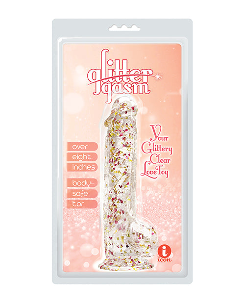 Glittergasm 7" Dildo - Red/Orange/Gold Swirl