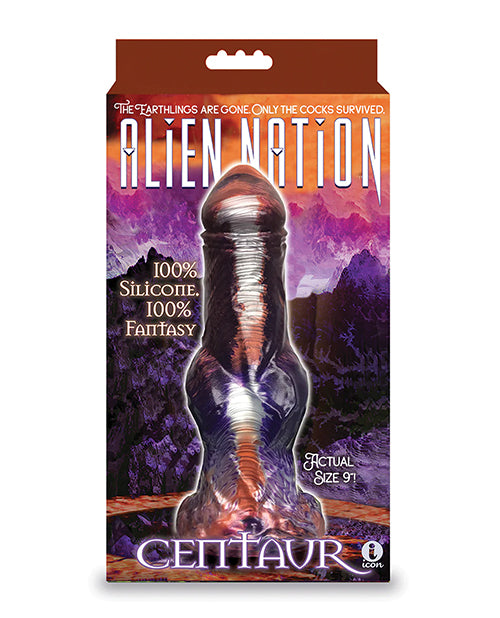 Alien Nation Dildo Centaur hammered copper silver swirl purple design for fantasy-inspired pleasure