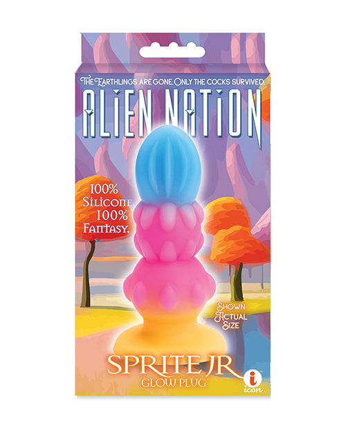 Alien Nation Dongs & Dildos Neon Butt Plug with Textured Ridges for Discreet Anal Pleasure