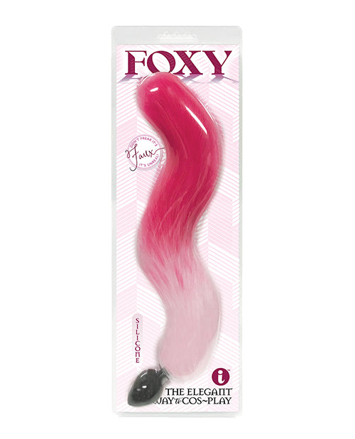 Foxy Anal Products Silicone Butt Plug Pink Gradient Faux Fur Tail for Playful Roleplay