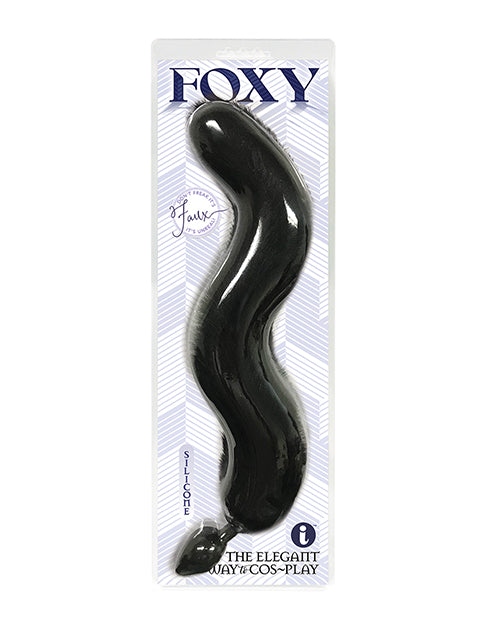Foxy Anal Plug with Black Faux Fur Tail and Seamless Silicone for Sensory Roleplay Experience