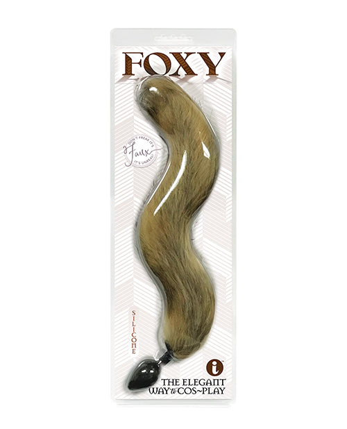 Foxy Anal Product Silicone Butt Plug with Plush Faux Fur Tail and Gold Accent for Whimsical Comfort