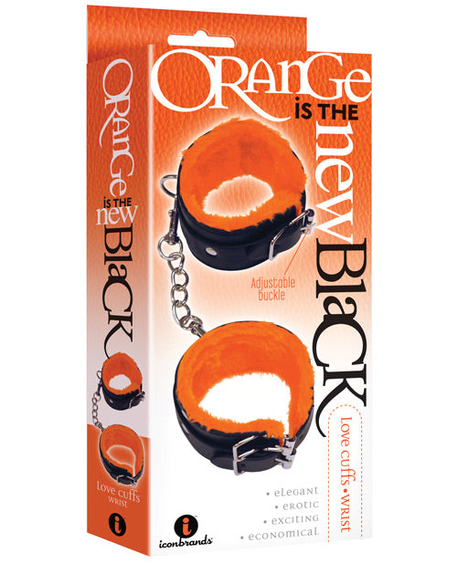 The 9s Bondage Restraint Faux-Fur Lined Wrist Cuffs Orange Leatherette for Comfortable Secure Play