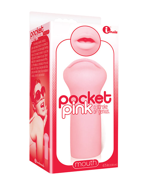 The 9's Pocket Pink Mini Mouth Male Masturbator Realistic TPR Closed Ended for Discreet Stimulation