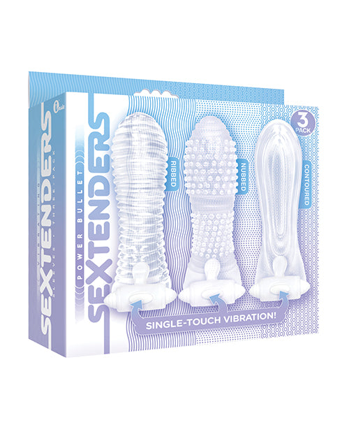 The 9s Vibrating Sextenders 3 Pack Textured Penis Sleeves with Bullet Vibrator for Enhanced Sensation