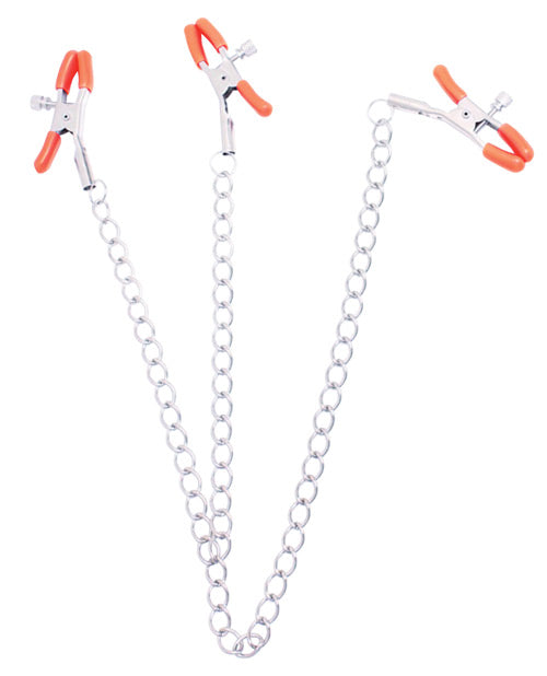 Adjustable Triple Chain Nipple & Clitoral Clamp Set