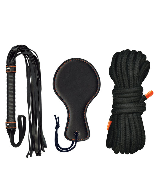 Bondage Kit with Whip, Collar, Leash, and Rope – Orange Play Set