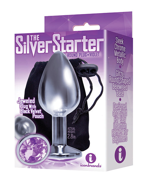 The 9s Anal Plug Sleek Stainless Steel Violet Jewel Heart Base for Comfortable Beginner Anal Play