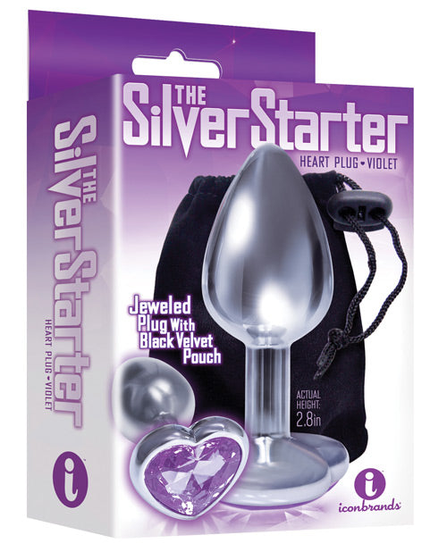 The 9s Anal Plug Stainless Steel Violet Heart Jewel Non-Porous Design for Beginner Intimate Play