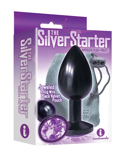 The 9s Anal Plug Stainless Steel Violet Jewel Bejeweled Heart Base for Beginner Anal Play