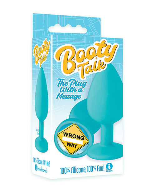The 9s Anal Product Blue Silicone Butt Plug Playful Message Petite Size for Comfortable Beginner Use
