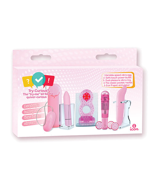Try-Curious Stimulator Set Pink Five Vibrators Soft-Touch Design for Versatile Pleasure and Couples