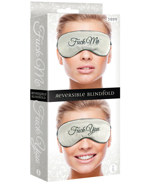 Icon Male Bondage Blindfolds reversible silk mask with playful "Fuck Me" and "Fuck You" messages for intimate communication