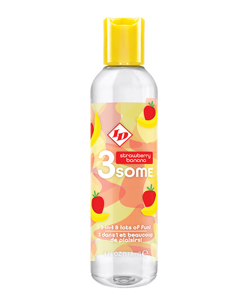 ID 3some Lubricant Strawberry Banana Flavored Warming Non-Staining for Sensual Intimacy