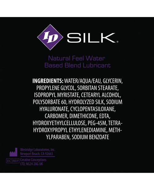 ID Silk Natural Feel Lubricant – 1 oz Hybrid Water & Silicone Formula