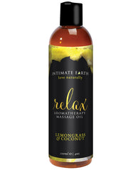 Intimate Earth Massage Oil Coconut and Lemongrass with Organic Extracts for Soothing Relaxation