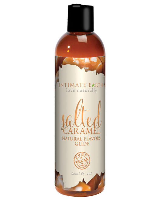 Intimate Earth Massage Product Salted Caramel Flavor with Organic Stevia for Sensual Relaxation