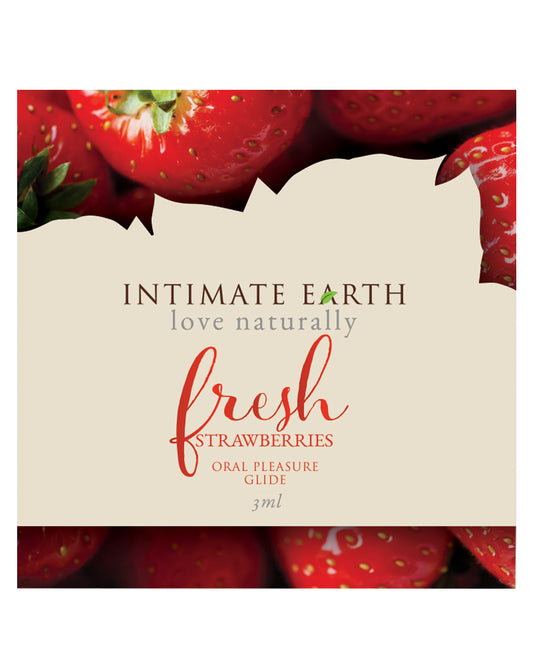 Intimate Earth Lubricant Foil Fresh Strawberries Flavor with Organic Stevia for Enhanced Intimacy