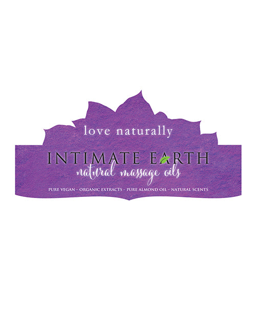 Intimate Earth Shelf Talker Display for Massage Oils with Natural Ingredients and Informative Design for Retail Promotion