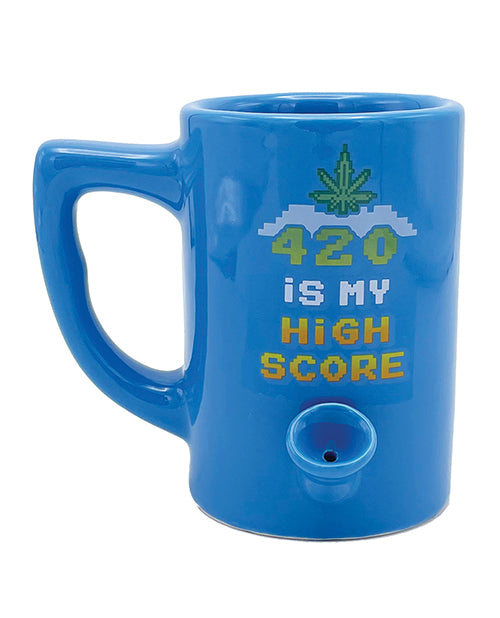 Island Dogs Novelty Coffee Mug 420 High Score Blue Ceramic Mug for Fun Morning Routine