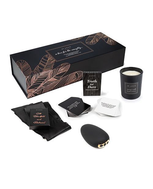 Je Joue Setting The Mood Gift Set with Rose Gold Feather Packaging, Mimi Vibrator, and Massage Candle for Romantic Couples Experiences