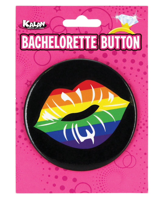 Kalan Button Rainbow Lips 3-Inch Diameter Bold Colorful Design for LGBTQ+ Pride and Support