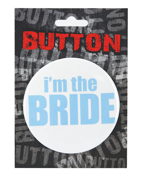 Kalan Bachelorette Button I'm the Bride white 3-inch party badge for bridal shower accessory
