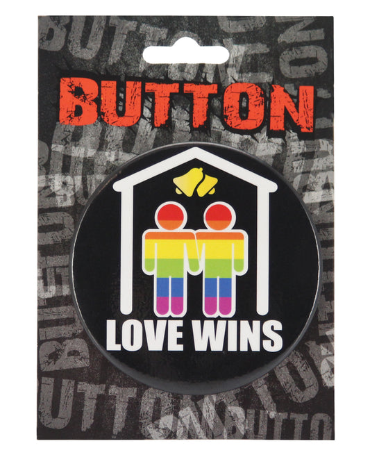 Kalan Gay & Lesbian Products 3 Inch Button Men Love Wins with Bold Pride Design for LGBTQ+ Awareness and Support