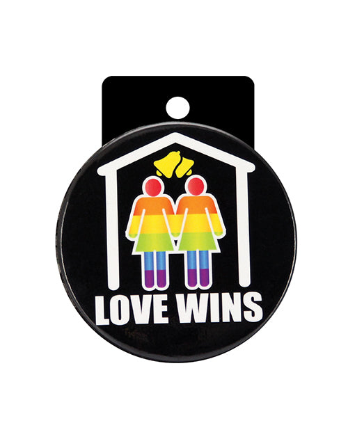 Kalan 3-Inch Button Female Love Wins Bold Rainbow LGBT Pride Badge for Events and Personal Expression