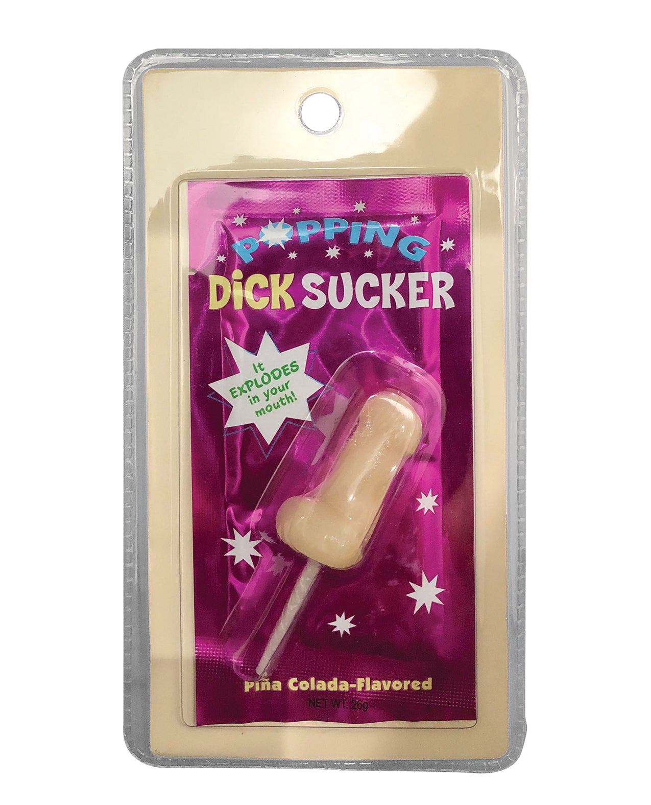 Kheper Games Popping Dick Sucker with Pina Colada Flavor and Popping Candy for Novelty Adult Parties