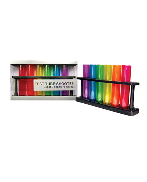 Kheper Acetate Test Tube Shooters Set with Multi-Colored Design and Display Rack for Party Entertaining