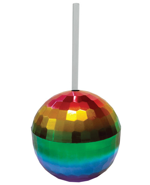 Kheper Games Rainbow Disco Ball Cup Colorful Party Drinkware with 12 oz Capacity for Fun Celebrations