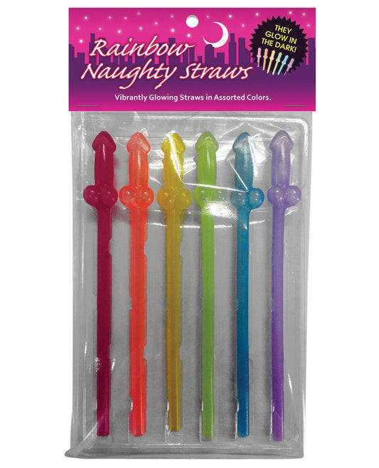 Kheper Games Glow in the Dark Rainbow Straws Colorful Drink Accessories for Party Nights and Pride Events