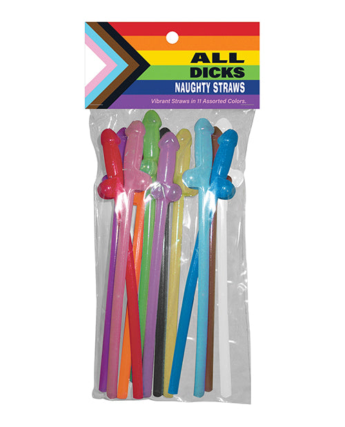 Kheper Games Gay & Lesbian Products Penis-Shaped Assorted Rainbow Straws for Pride Party and LGBTQ+ Events