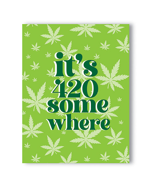 Kush Kards Greeting Card featuring cannabis leaf design and blank interior for personalized party messages