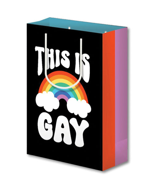 Kush Kards Gift Bag Pride Clouds Double-Sided Print with Cord Handles for LGBTQ+ Gift Giving