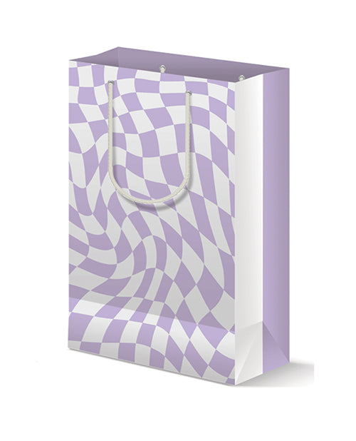 Kush Kards Gift Bag Large Retro Purple Double Sided Print with White Handles for Party Gifts