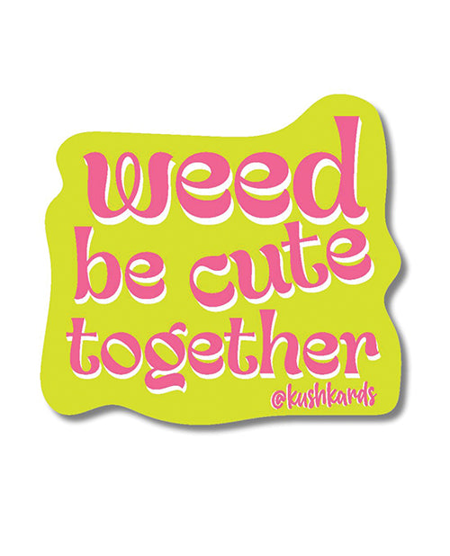 Kush Kards Novelties Matte Vinyl Sticker with Lime Green Background and Pink Script for Playful Cannabis Lovers