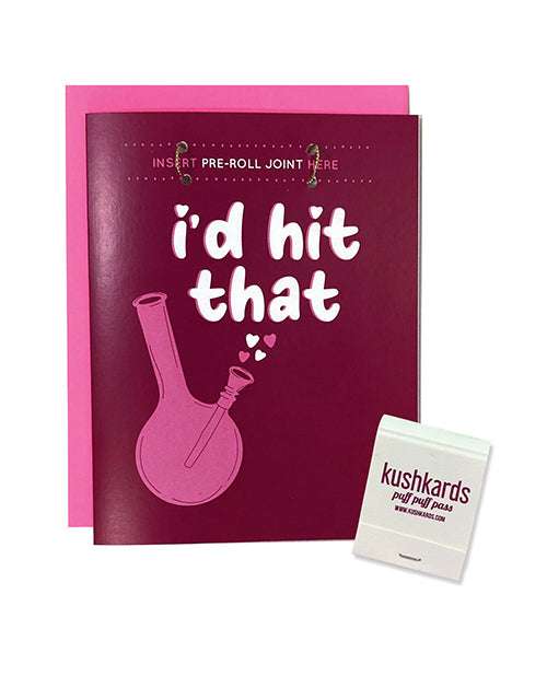 Kush Kards Greeting Card with Sketched Bong Playful Hearts and Matchbook for Cannabis Celebration