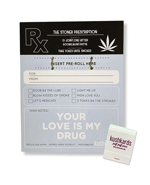 Kush Kards Greeting Card Cannabis Prescription Design with Included Matchbook for Fun Party Gifting