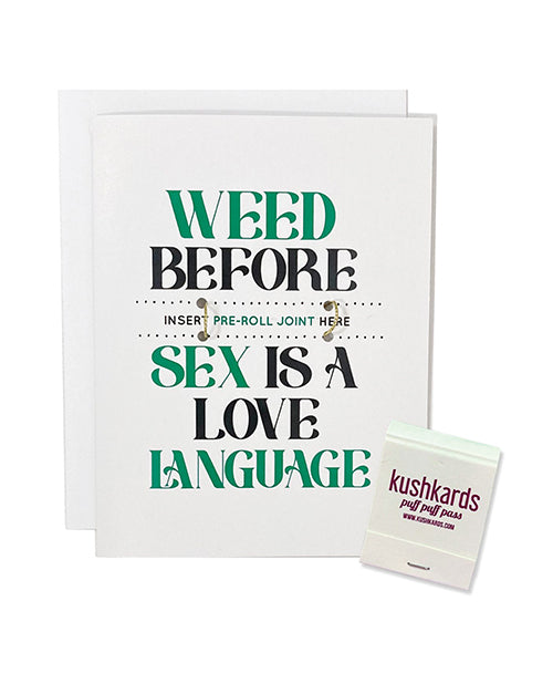 Kush Kards Greeting Card Bold Green Weed Before Sex Message with Matchbook for Special Celebrations