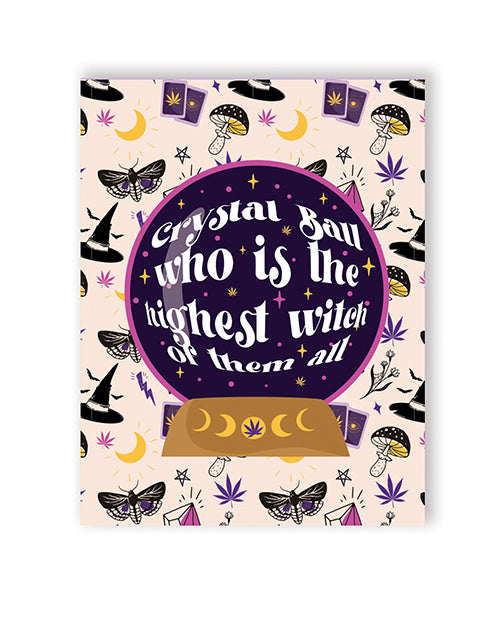 Kush Kards Greeting Card with Crystal Ball Design and Witch Cannabis Theme for Party Celebrations