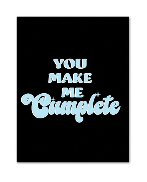 Kush Kards Greeting Card Playful You Make Me Cumplete Message Black and Blue Design for Romantic Occasions