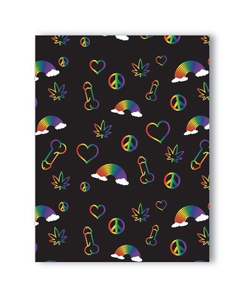 Kush Kards Greeting Card with Rainbow Penis Print and Peace Leaf Design for Playful Party Messages