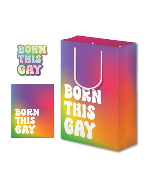 Kush Kards Gay Pride Set with Greeting Card, Sticker, and Large Gift Bag for LGBTQ+ Celebrations
