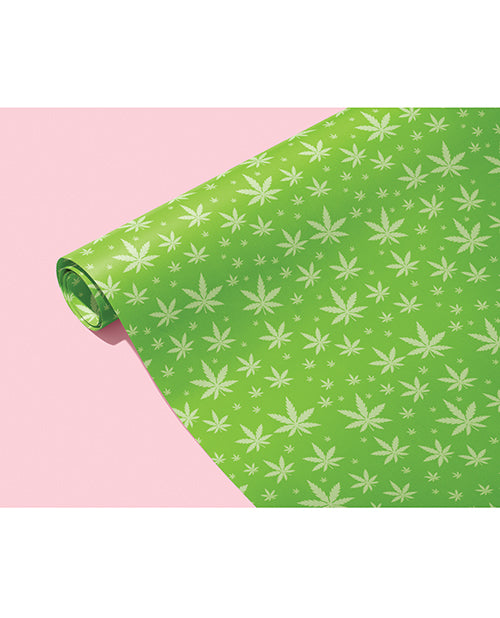 Kush Kards Green Pot Leaf Wrapping Paper with Glossy Finish and Bold Pattern for Unique Gift Presentation